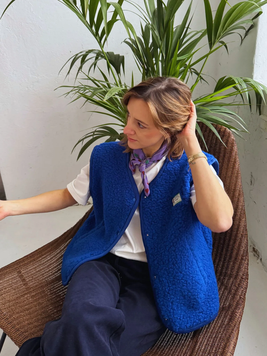 (預購) Happymess 100%美麗諾羊毛背心外套 - adult in cobalt  (XS~XL)