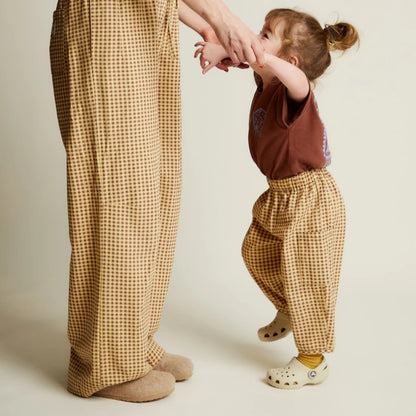Claude&Co. 100%有機棉 Emerson 經典格紋氣球褲 - Ochre Gingham  ❘ 現貨尺寸: 2Y~6Y