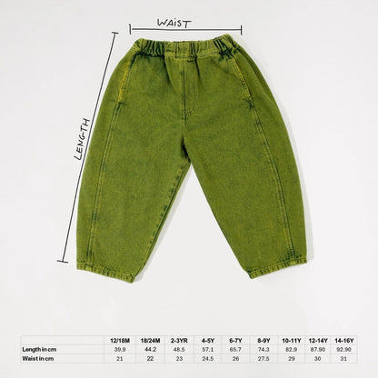 Studio Koter 有機棉 Manu 泡泡紗氣球長褲 - Olive green   ❘ 現貨尺寸: 2Y~7Y