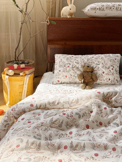 (預購) Creme enfant  100% 莫代爾水洗鋪棉單人被 - 莓果森林