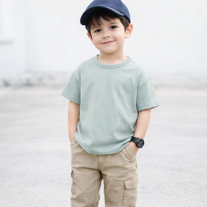 Orbasics 100%有機棉短袖 T-shirt - Aqua Grey ❘ 現貨尺寸: 2Y~12Y