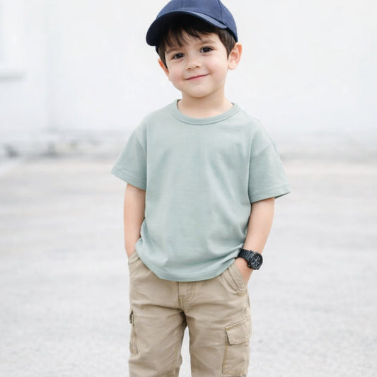 Orbasics 100%有機棉短袖 T-shirt - Aqua Grey ❘ 現貨尺寸: 2Y~12Y