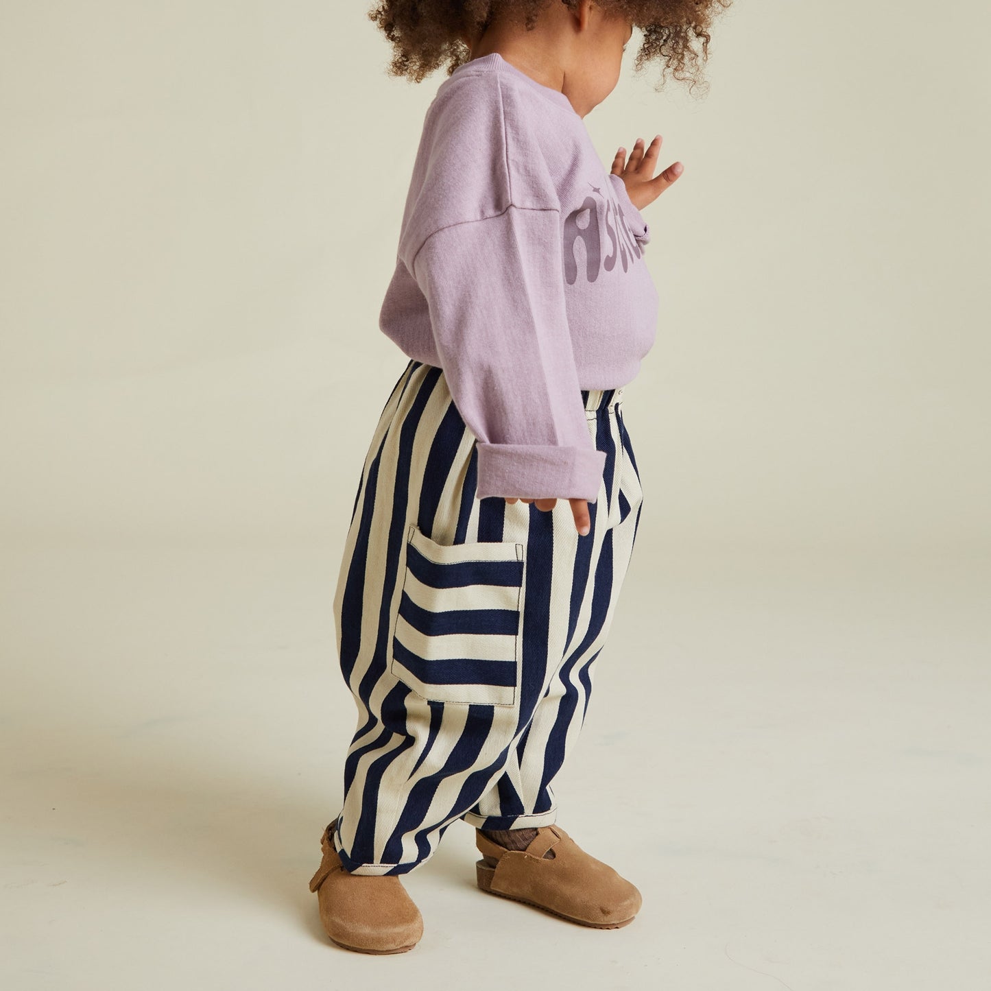 Claude & Co. 100%有機棉直條紋長褲 -深藍  1-2Y&2-3Y