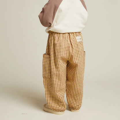 Claude&Co. 100%有機棉 Emerson 經典格紋氣球褲 - Ochre Gingham  ❘ 現貨尺寸: 2Y~6Y