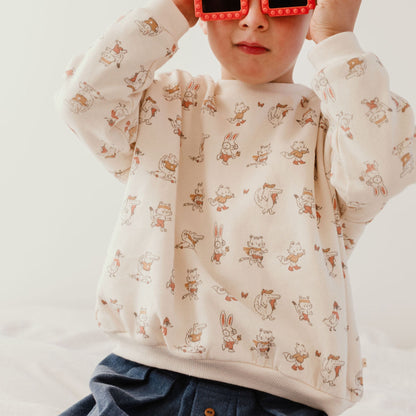 Les Petites Choses 100%有機棉大學T -Little friends 12M & 2Y