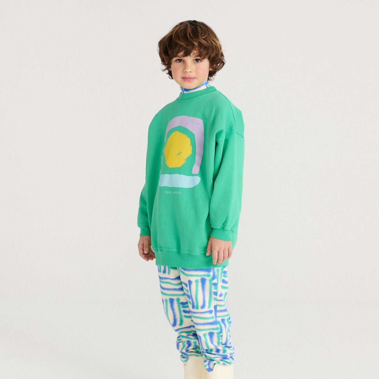 True Artist 有機棉 Oversized 微長版大學T -  4Y~11Y