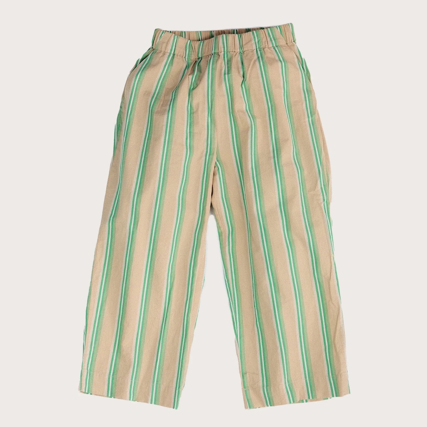 Studio Koter 100%有機棉條紋 EVER 寬褲 大人款 - GREEN BLUE STRIPE  ❘ 現貨尺寸: S & M