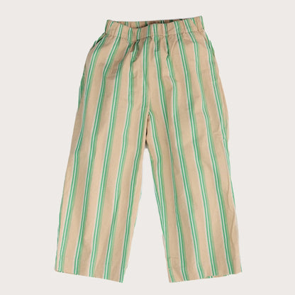 Studio Koter 100%有機棉條紋 EVER 寬褲 大人款 - GREEN BLUE STRIPE  ❘ 現貨尺寸: S & M