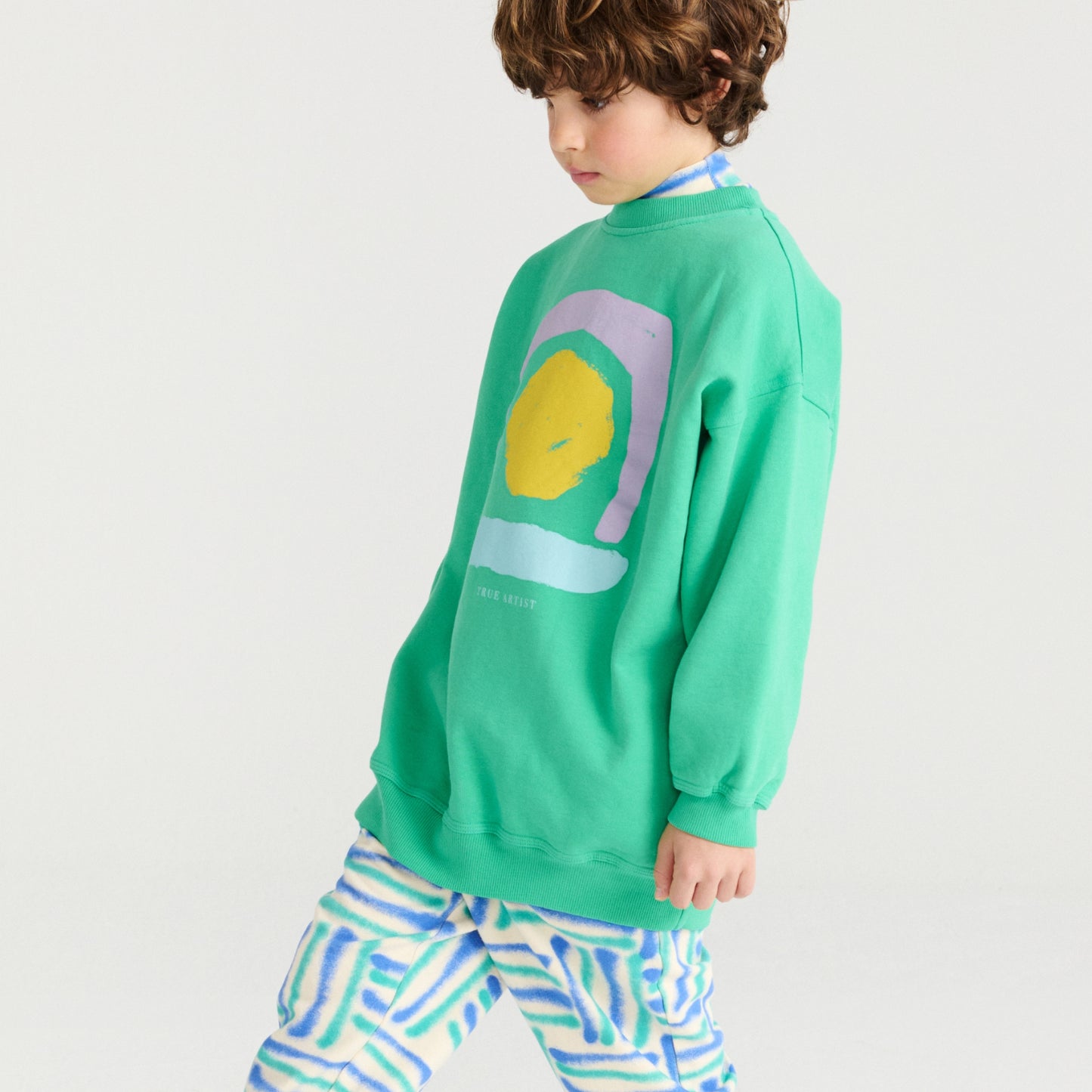 True Artist 有機棉 Oversized 微長版大學T -  4Y~11Y