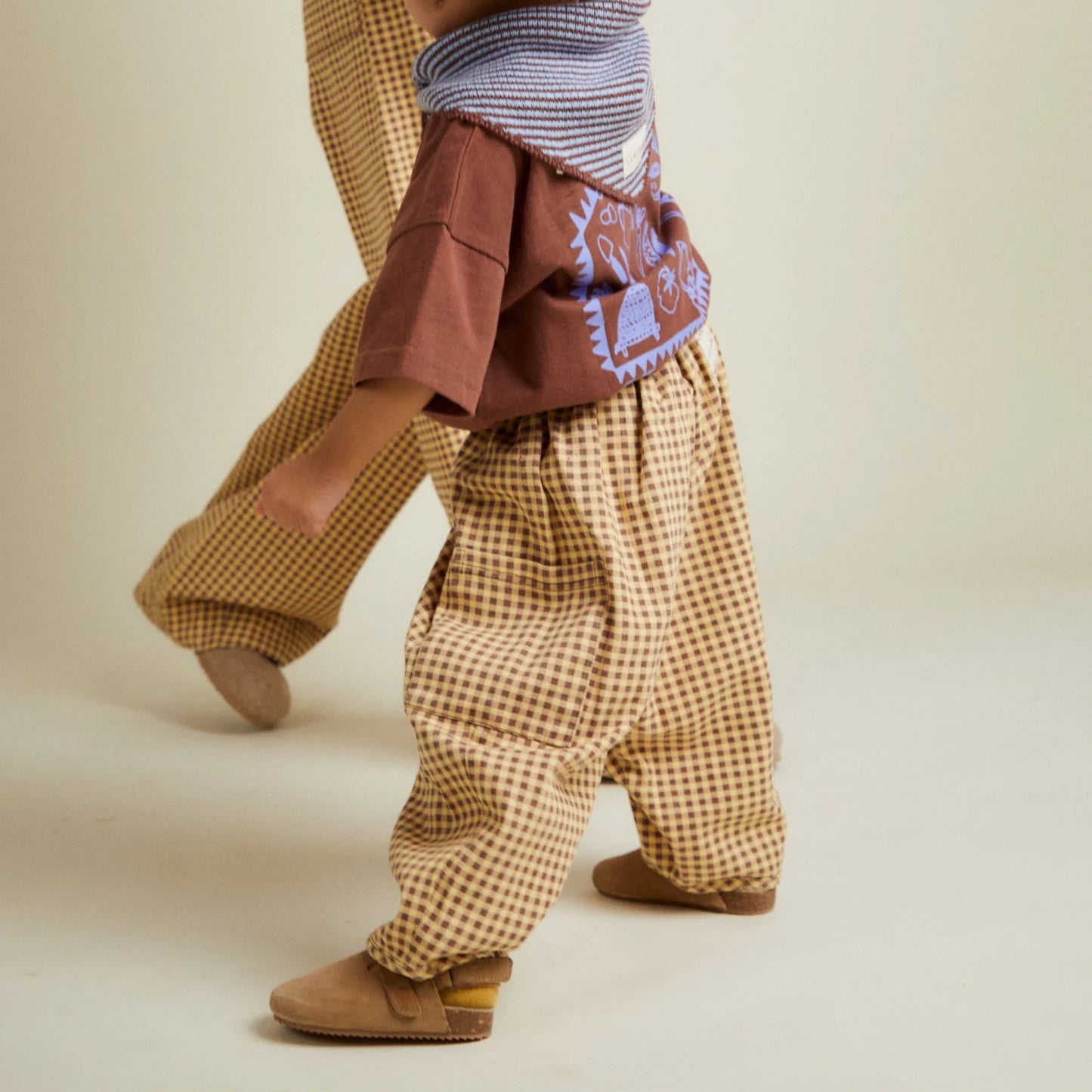 Claude&Co. 100%有機棉 Emerson 經典格紋氣球褲 - Ochre Gingham  ❘ 現貨尺寸: 2Y~6Y