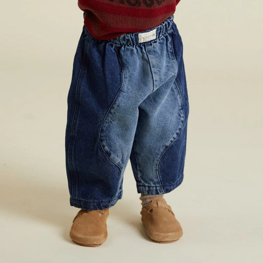Claude&Co. 100%有機棉 Emerson 波浪拼接有機棉丹寧氣球長褲  ❘ 現貨尺寸: 2Y~6Y
