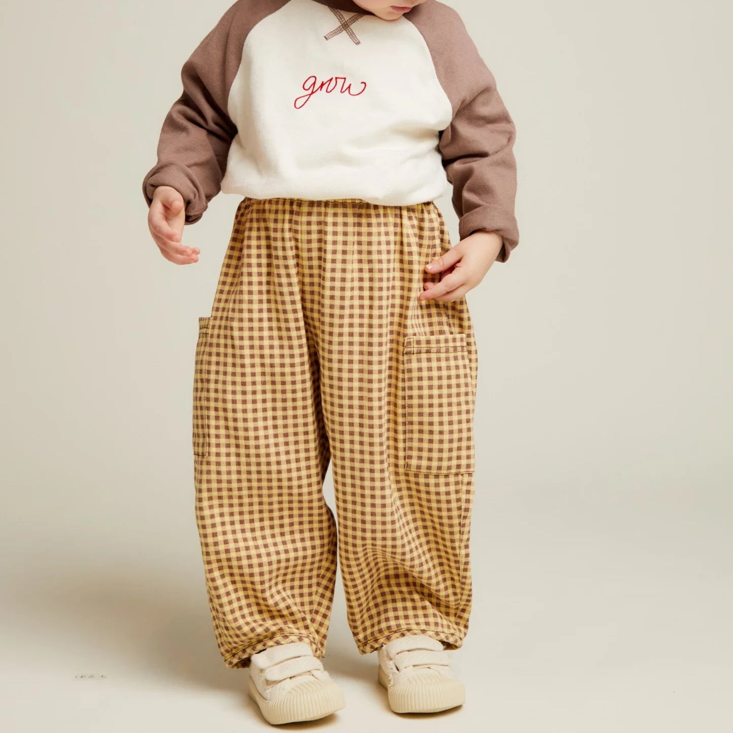 Claude&Co. 100%有機棉 Emerson 經典格紋氣球褲 - Ochre Gingham  ❘ 現貨尺寸: 2Y~6Y
