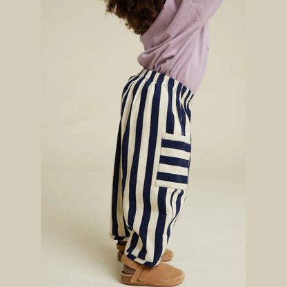 Claude & Co. 100%有機棉直條紋長褲 -深藍  1-2Y&2-3Y