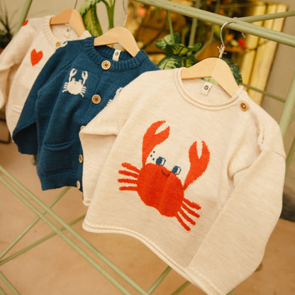 Bayiri 100%美麗諾羊毛上衣-Happy Crab  2Y~6Y