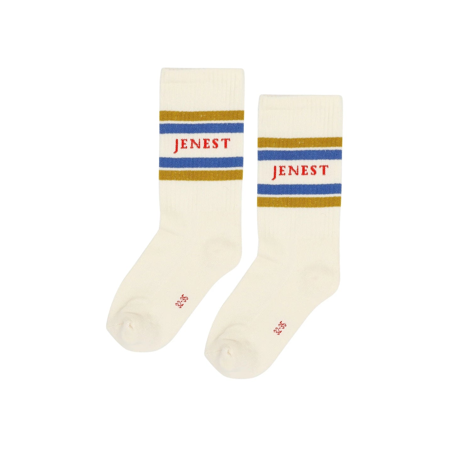 Jenest 有機棉中筒厚棉運動襪 JENEST— Off White Blue Gold  ❘ 現貨尺寸: EU 28-43 (約適合4Y~12Y+)