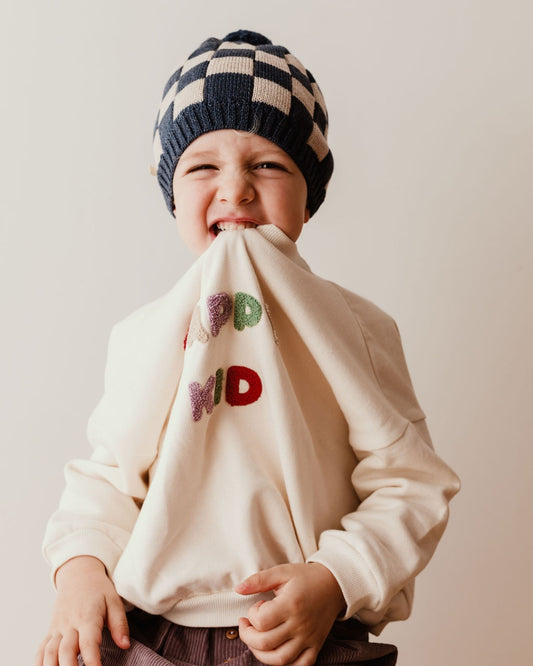 Les Petites Choses 100%有機棉Happy Kids大學T-cream 12M~4Y