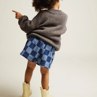 Claude&Co. 100%有機棉 Frankie 藍色棋盤格丹寧短褲  ❘ 現貨尺寸: 2Y~6Y