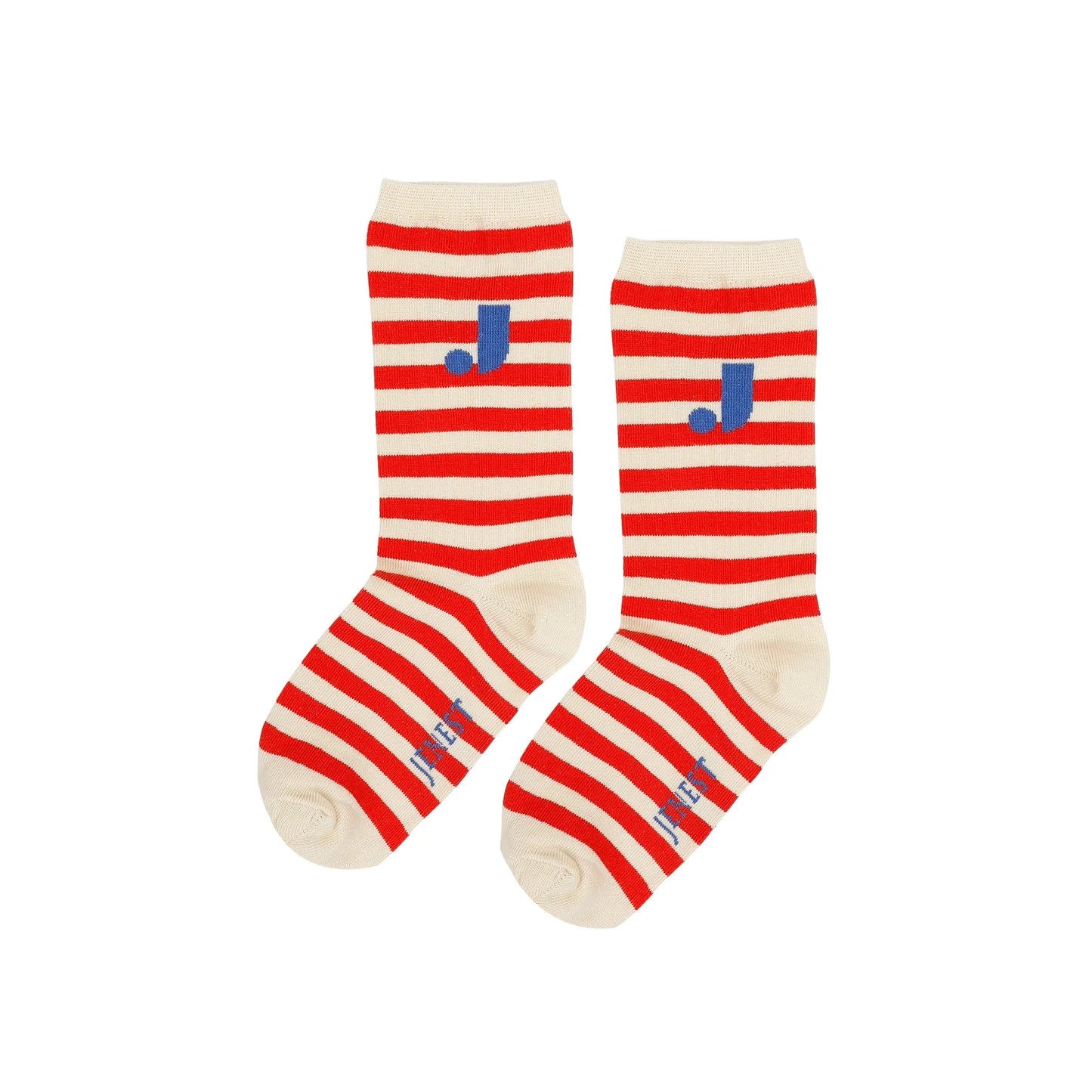 Jenest 有機棉 條紋短襪 J Stripe — OFFWHITE RED   ❘ 現貨尺寸: EU 28-41 (約適合4Y~12Y+)