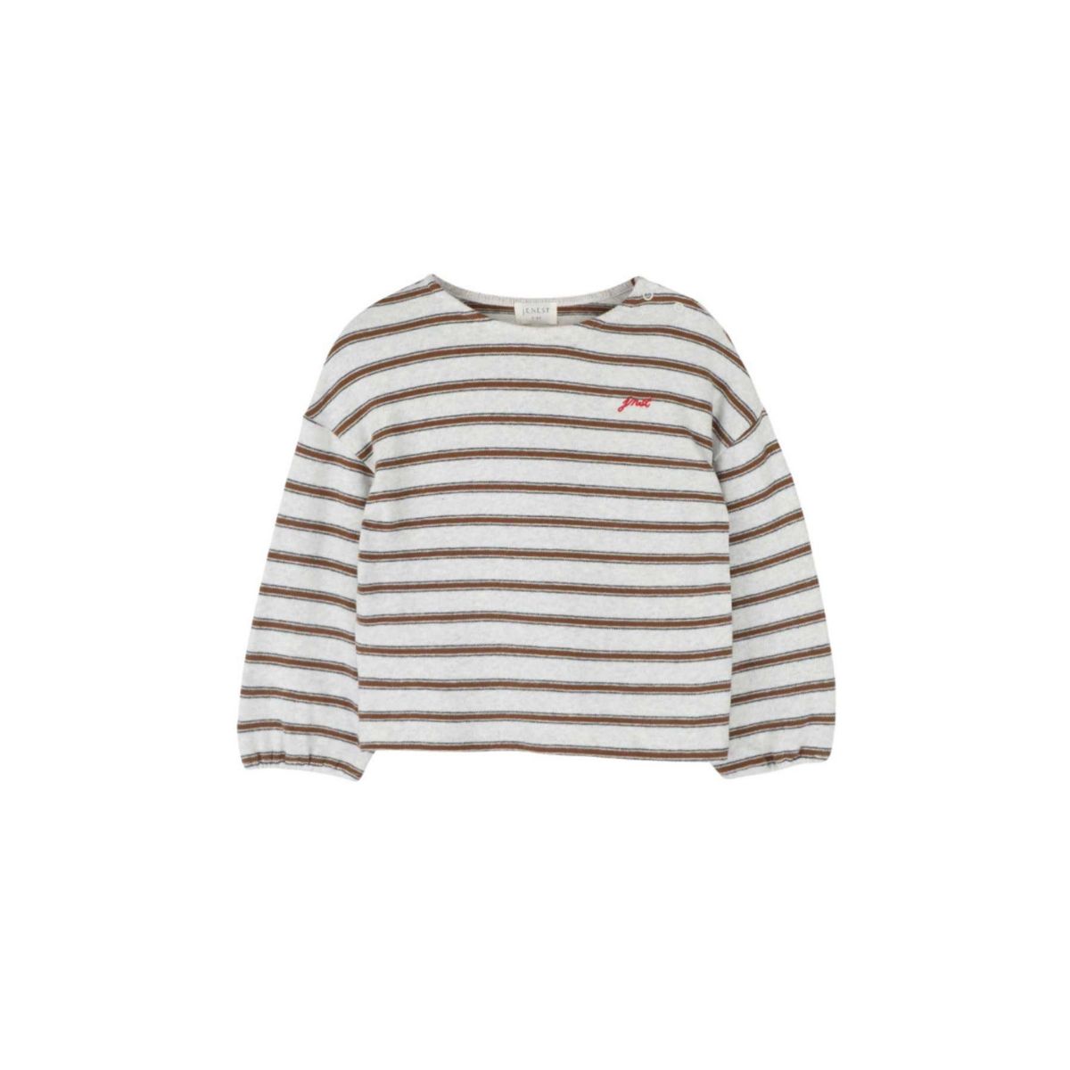 Jenest 有機棉條紋長袖T-shirt - Brown Grey Melange  ❘ 現貨尺寸: 2Y-8Y