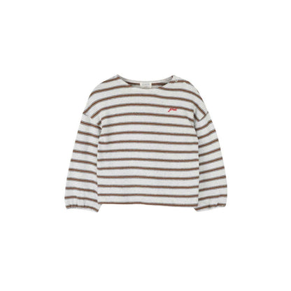 Jenest 有機棉條紋長袖T-shirt - Brown Grey Melange  ❘ 現貨尺寸: 2Y-8Y