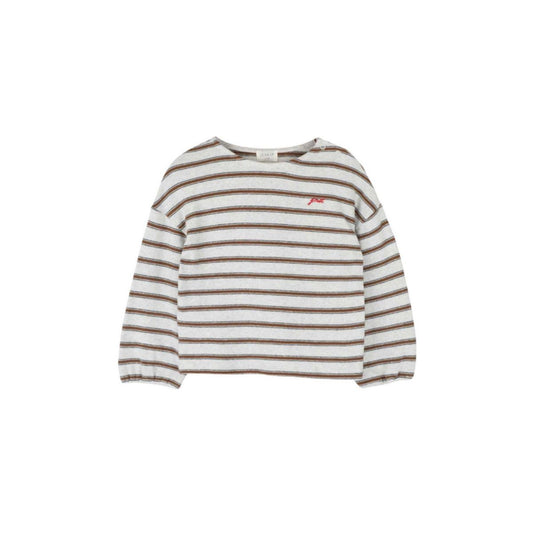 Jenest 有機棉條紋長袖T-shirt - Brown Grey Melange  ❘ 現貨尺寸: 2Y-8Y
