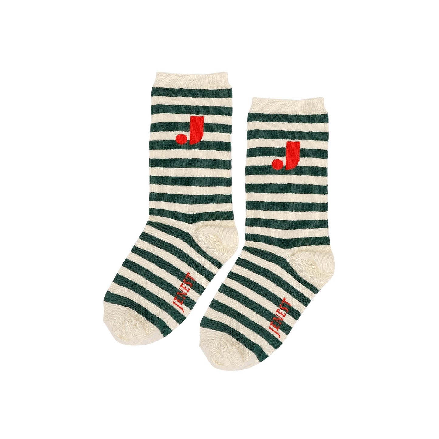 Jenest 有機棉 條紋短襪 J Stripe — Off White Green   ❘ 現貨尺寸: EU 28-41 (約適合4Y~12Y+)