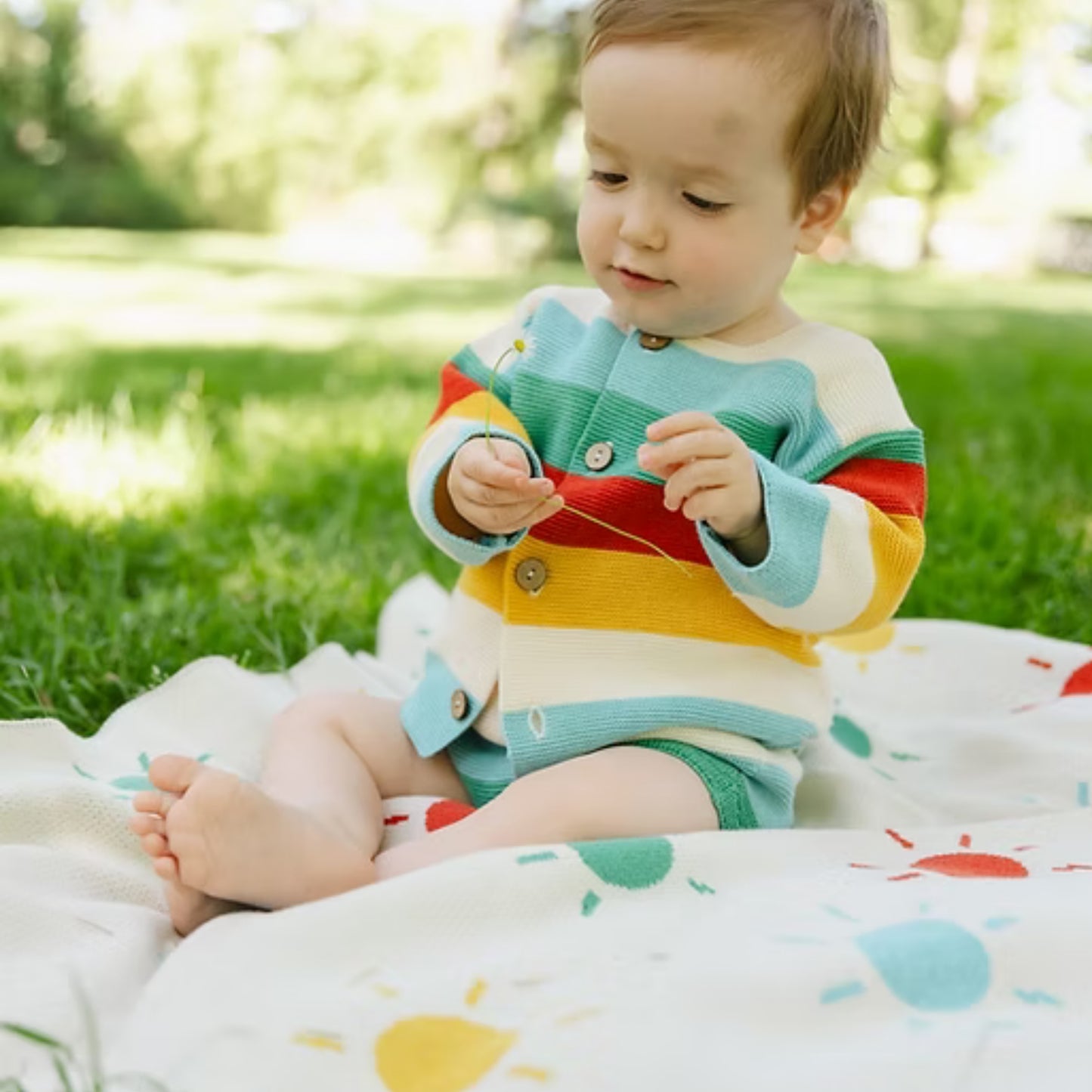 Bayiri 100%有機棉雙面針織蓋毯 - Sunny Blanket