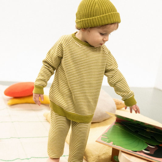Bayiri 100%有機棉針織上衣 - Green Lazy Bug Sweater ❘ 現貨尺寸: 2Y~4Y