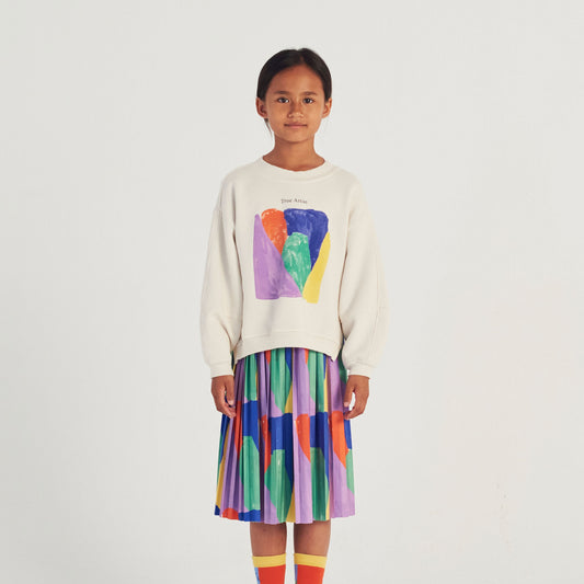 True Artist 100% 有機棉 Oversized 大學T - 霧白 4Y~9Y