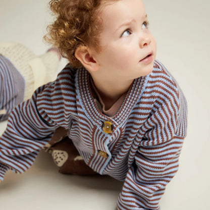 Claude&Co. 100%有機棉 Emil 條紋寬鬆針織外套 - Coco Sky  ❘ 現貨尺寸: 2Y~6Y