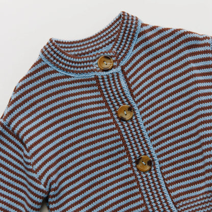 Claude&Co. 100%有機棉 Emil 條紋寬鬆針織外套 - Coco Sky  ❘ 現貨尺寸: 2Y~6Y