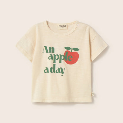 Cozmo 100%竹節棉短袖T-shirt - An apple a day ❘ 現貨尺寸: 12M & 24M