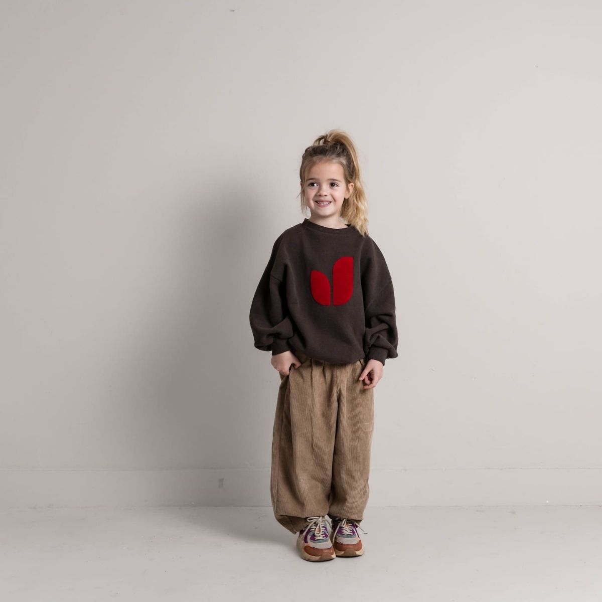 Jenest 100%有機棉寬版大學T - Dark Brown Melange ❘ 現貨尺寸: 5-6Y & 7-8Y