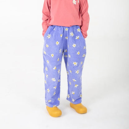 Lotiekids 有機棉薰衣草紫小雛菊燈芯絨寬褲  ❘ 現貨尺寸：2Y~7Y