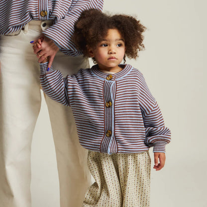 Claude&Co. 100%有機棉 Emil 條紋寬鬆針織外套 - Coco Sky  ❘ 現貨尺寸: 2Y~6Y