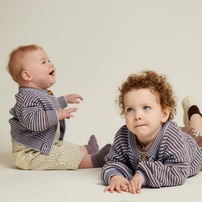 Claude&Co. 100%有機棉 Emil 條紋寬鬆針織外套 - Coco Sky  ❘ 現貨尺寸: 2Y~6Y