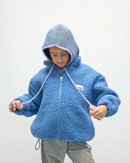 Happymess｜美麗諾羊毛 Bomber 外套 - Ice Blue ❘ 現貨尺寸: 1Y~6Y