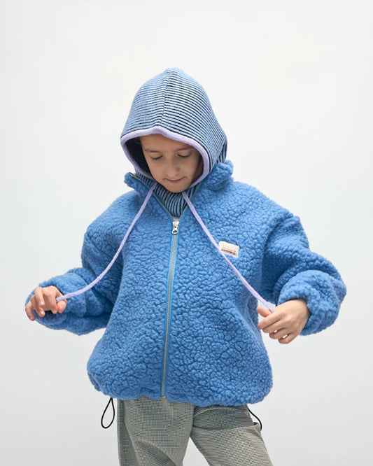 Happymess｜美麗諾羊毛 Bomber 外套 - Ice Blue ❘ 現貨尺寸: 1Y~6Y