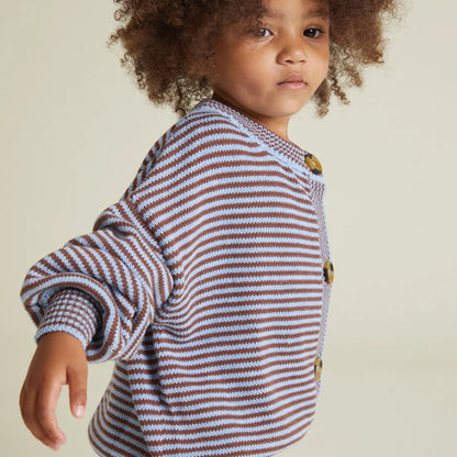 Claude&Co. 100%有機棉 Emil 條紋寬鬆針織外套 - Coco Sky  ❘ 現貨尺寸: 2Y~6Y