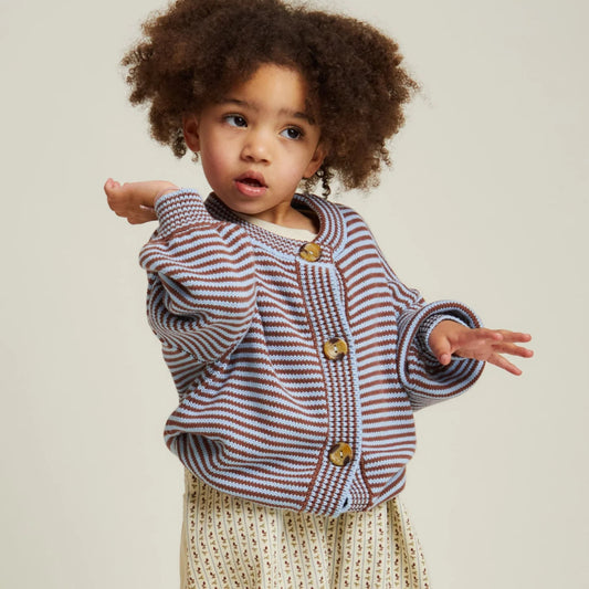 Claude&Co. 100%有機棉 Emil 條紋寬鬆針織外套 - Coco Sky  ❘ 現貨尺寸: 2Y~6Y