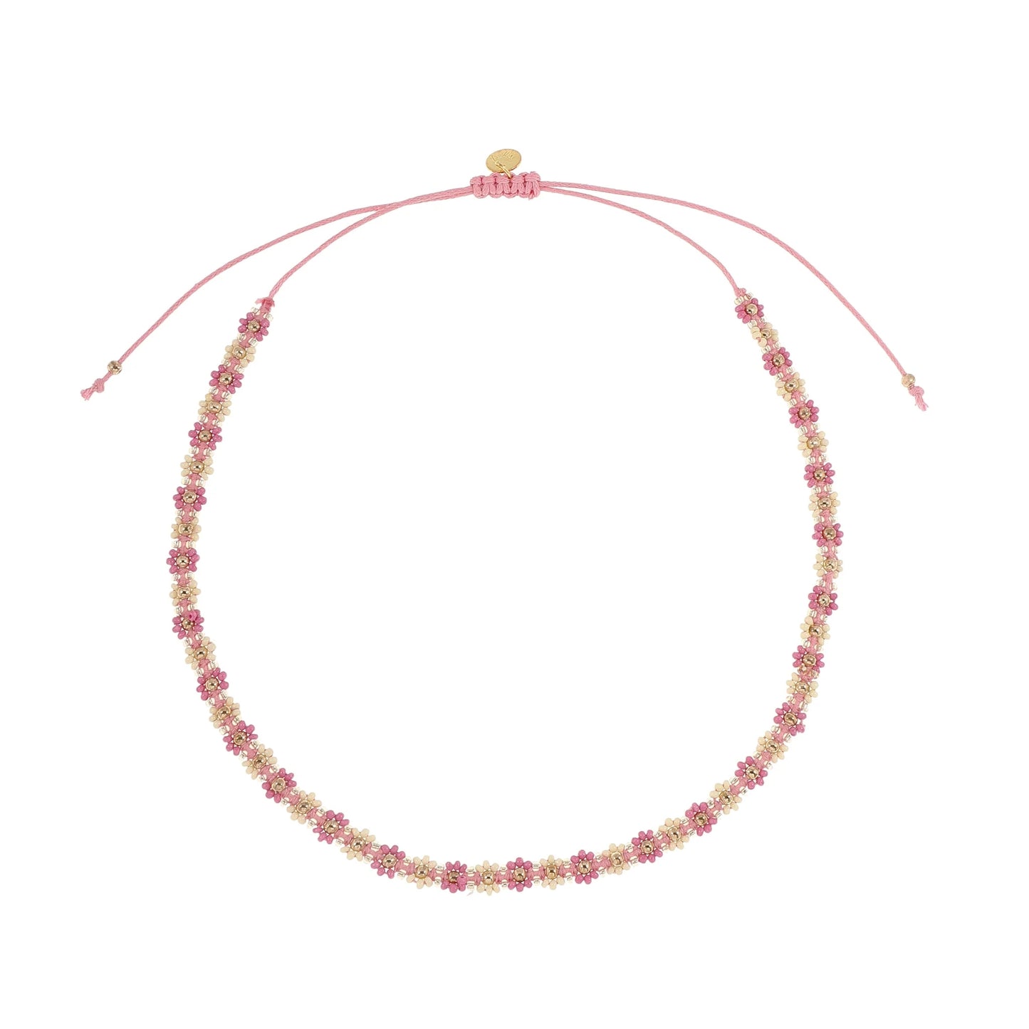 Jenest 花朵項鍊 Soft Yellow Fuchsia Pink  ❘ 尺寸可自行調整 (約適合5Y+/ 成人可戴)