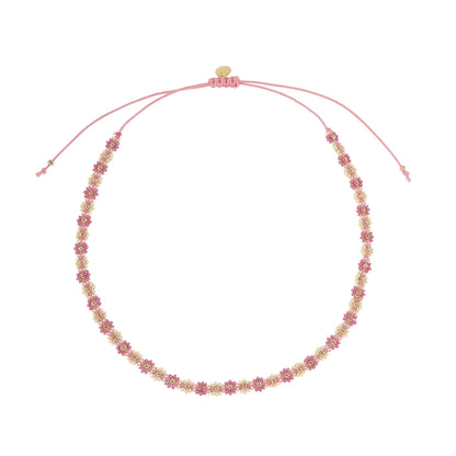 Jenest 花朵項鍊 Soft Yellow Fuchsia Pink  ❘ 尺寸可自行調整 (約適合5Y+/ 成人可戴)
