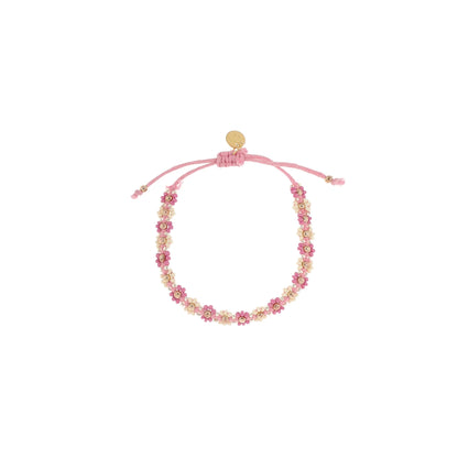 Jenest 花朵手鍊 Soft Yellow Fuchsia Pink ❘ 尺寸可自行調整 (約適合5Y+/ 成人可戴)