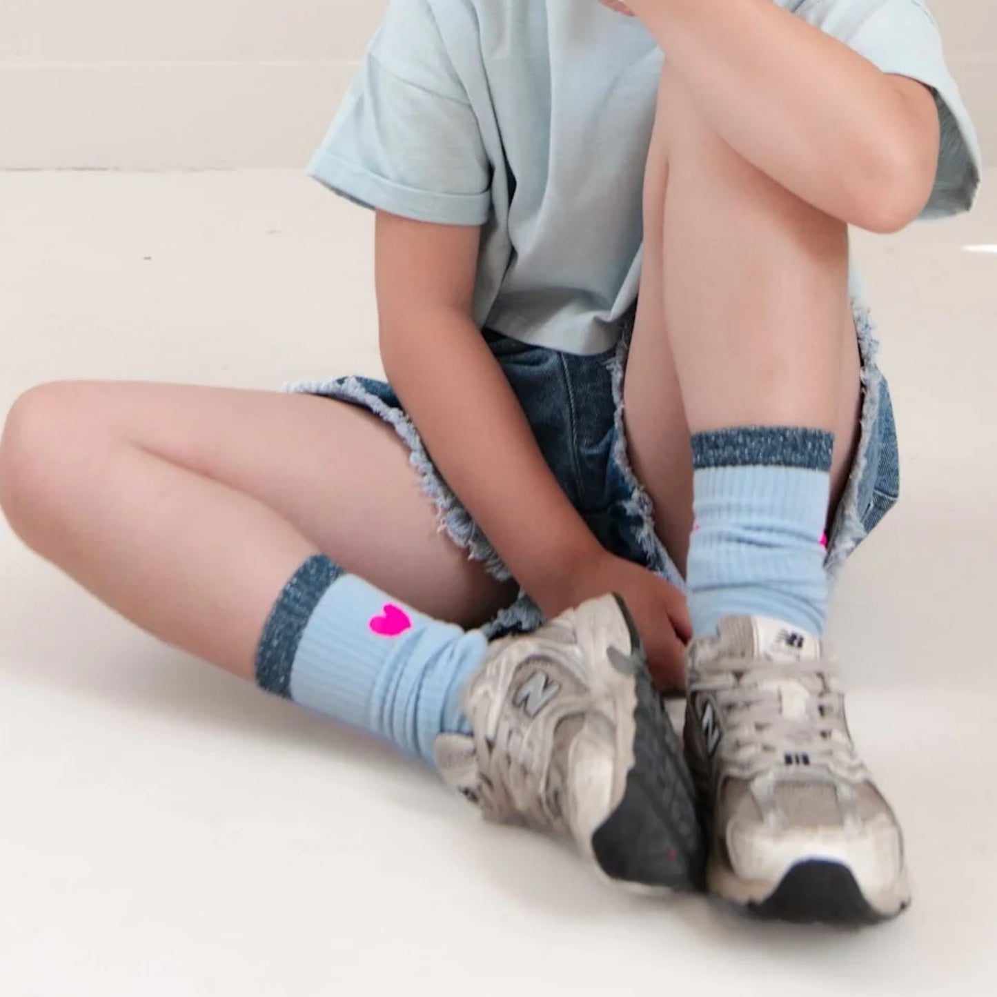 Jenest 有機棉中筒襪 Fancy Sport — Water Blue  ❘ 現貨尺寸: EU 28-41 (約適合4Y~12Y+)