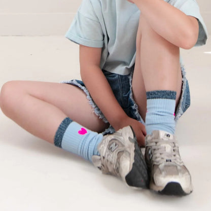 Jenest 有機棉中筒襪 Fancy Sport — Water Blue  ❘ 現貨尺寸: EU 28-41 (約適合4Y~12Y+)