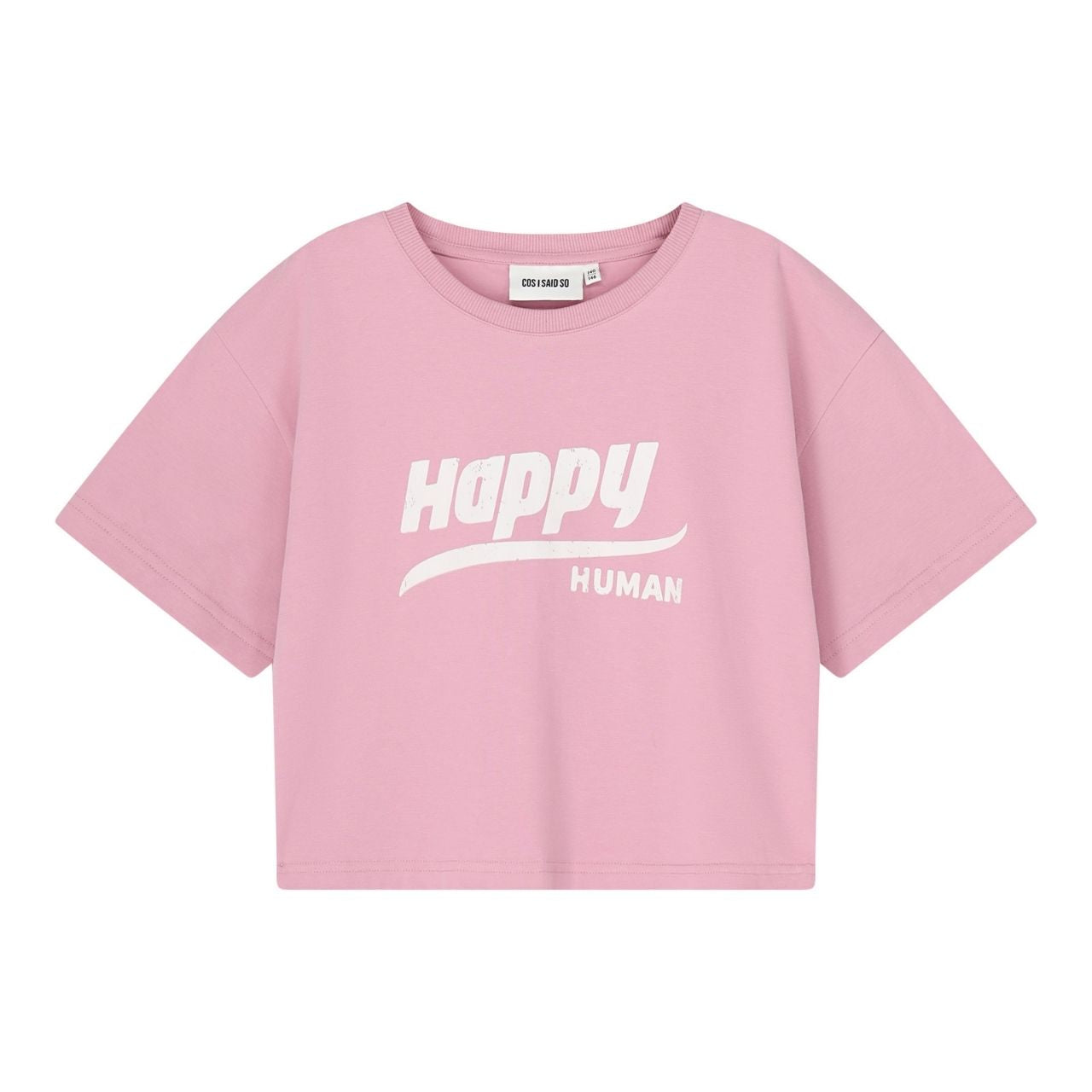 COS I SAID SO 有機棉 HAPPY HUMAN 粉色寬短版短袖上衣 - 大人款 ❘ 單一尺寸 S~L 皆可