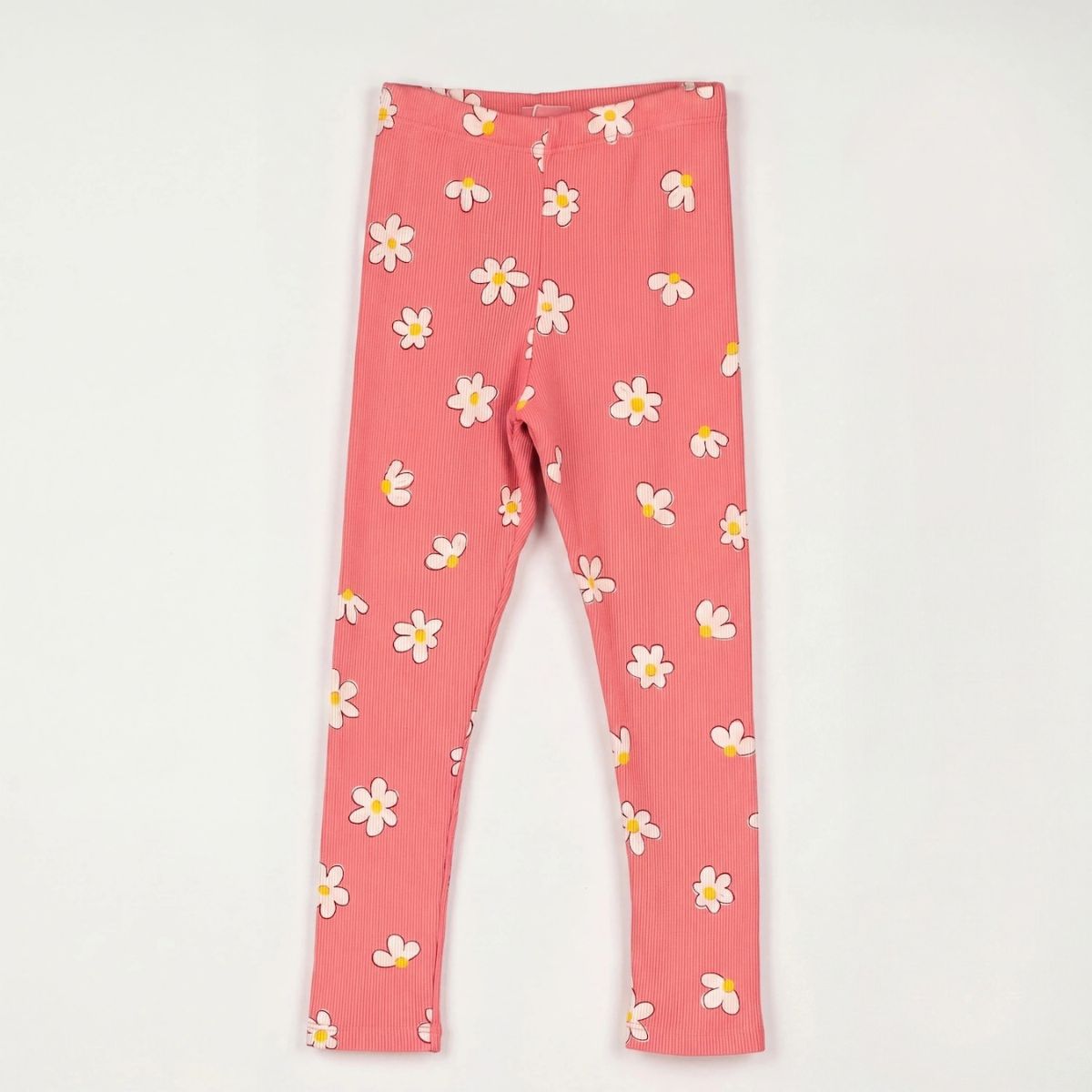 Lotiekids 有機棉小雛菊羅紋 legging 貼腿長褲 - 珊瑚粉  ❘ 現貨尺寸：2Y~7Y