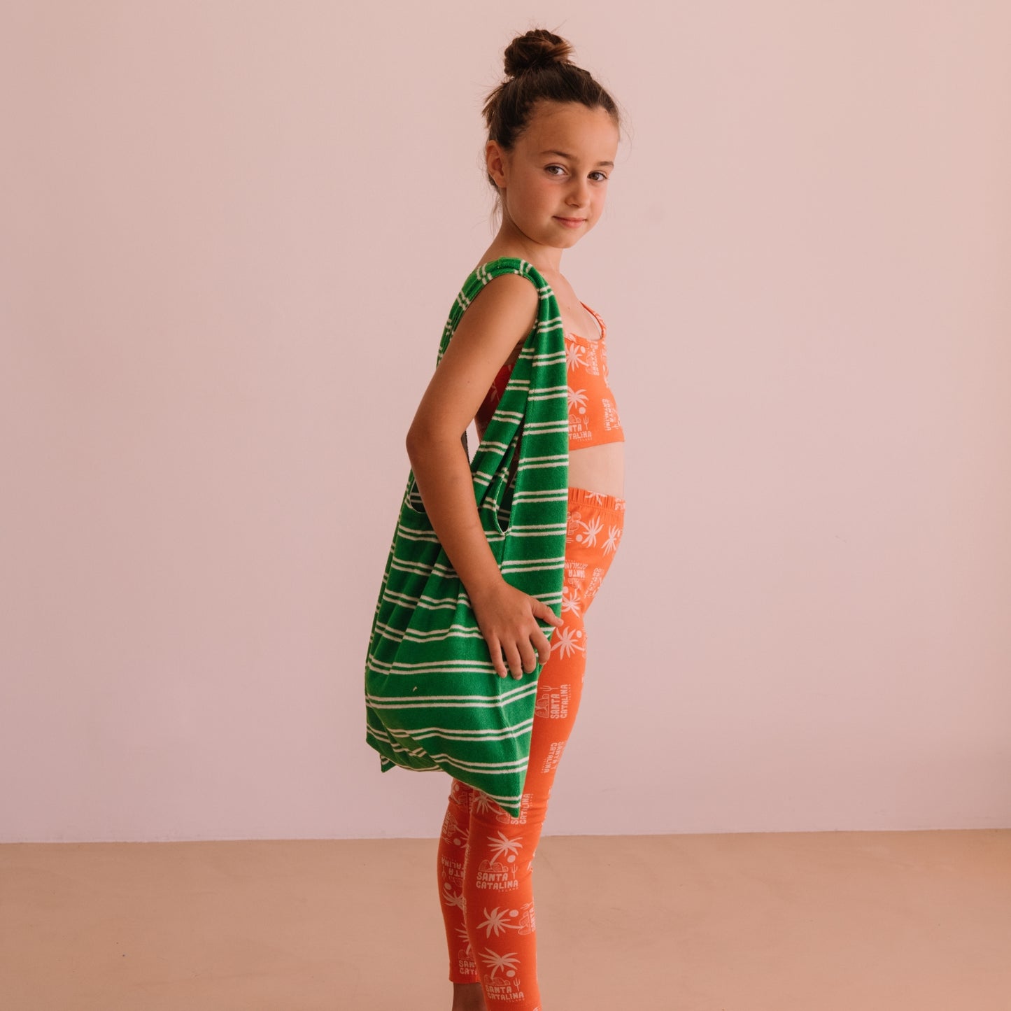 We are kids 100%有機棉毛巾布包包 SUMMER GREEN STRIPES