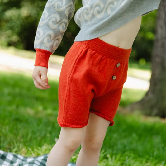 Bayiri 100%有機棉薄針織夏日短褲 - Red ❘ 現貨尺寸: 12M & 2Y
