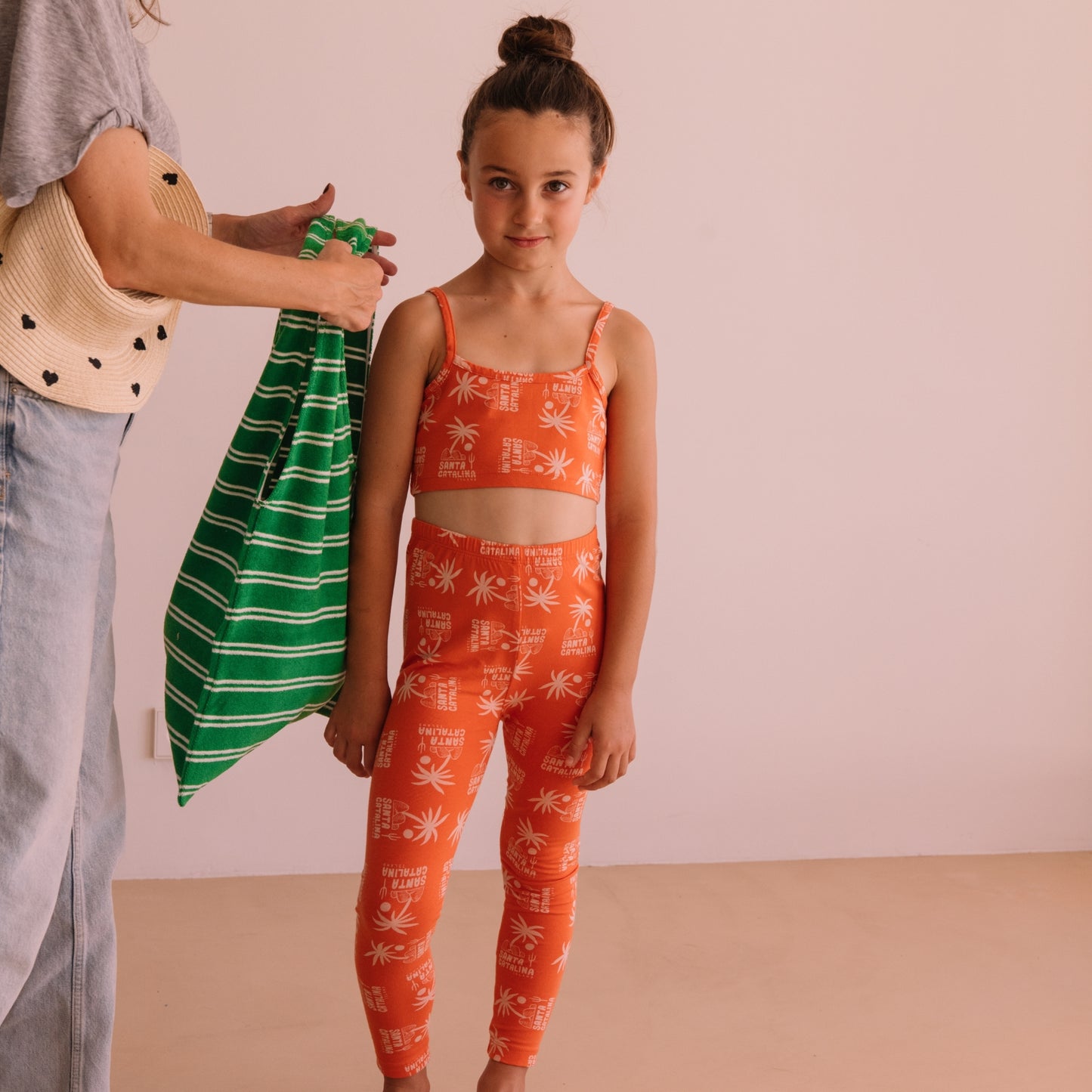 We are kids 100%有機棉毛巾布包包 SUMMER GREEN STRIPES